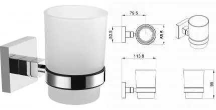 Стакан для зубных щёток «Azario» Rina AZ87006 на стену хром