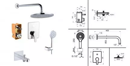 Душевая система «Azario» Tevis AZ15490711 хром Душевая система «Azario» Tevis AZ15490711 хром