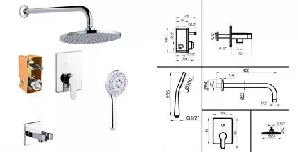 Душевая система «Azario» Tevis AZ15490721 хром Душевая система «Azario» Tevis AZ15490721 хром