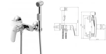 Смеситель с гигиеническим душем «Rossinka» RS45-52 хром Смеситель с гигиеническим душем «Rossinka» RS45-52 хром