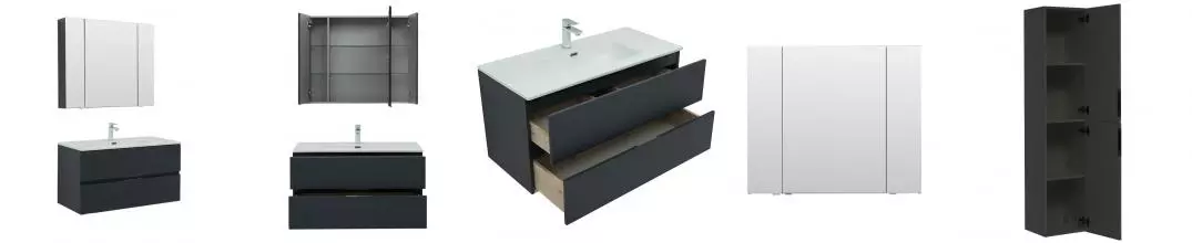 Мебель для ванной подвесная «Aquanet» Алвита new 100 антрацит матовый