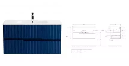 Тумба с раковиной «Cezares» Duet 100 (CZR-NAT-100-LVB 100/50) подвесная Sapfiro