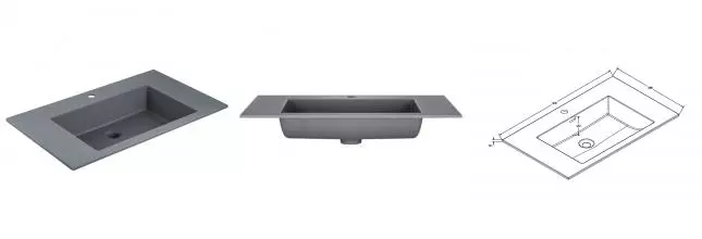 Раковина «Vincea» 80/48 VCB-13800G искусственный камень серая Раковина «Vincea» 80/48 VCB-13800G искусственный камень серая