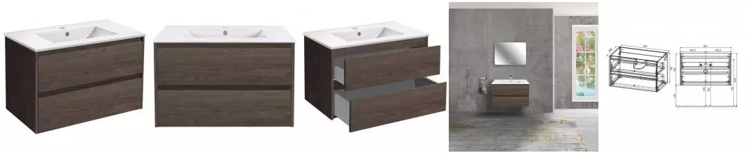 Тумба с раковиной «Vincea» Gio 80 с 2 ящиками (VBS-13980 80 белая) подвесная R.Oak
