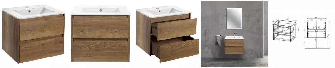 Тумба с раковиной «Vincea» Gio 60 с 2 ящиками (VBS-13960 60 белая) подвесная T.Oak Тумба с раковиной «Vincea» Gio 60 с 2 ящиками (VBS-13960 60 белая) подвесная T.Oak