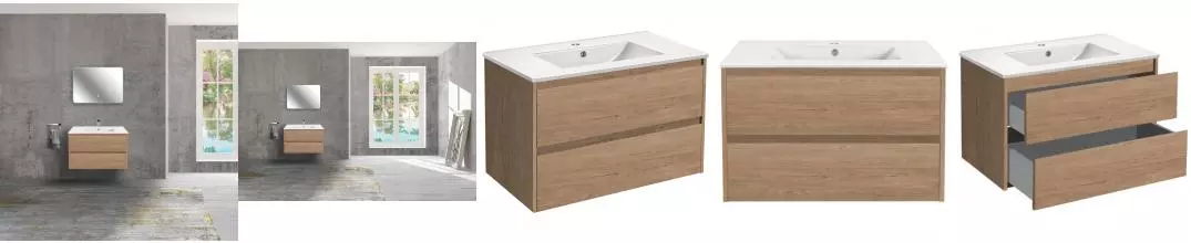 Мебель для ванной подвесная «Vincea» Gio 80 с 2 ящиками N.Oak Мебель для ванной подвесная «Vincea» Gio 80 с 2 ящиками N.Oak