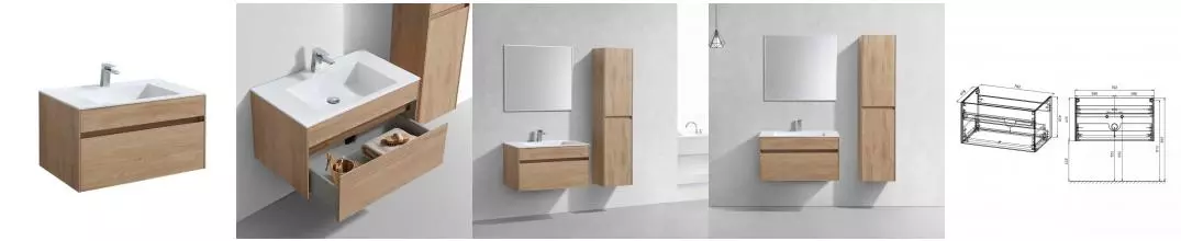 Тумба с раковиной «Vincea» Chiara 80 с 1 ящиком (VCB-13800W белая) подвесная N.Oak Тумба с раковиной «Vincea» Chiara 80 с 1 ящиком (VCB-13800W белая) подвесная N.Oak