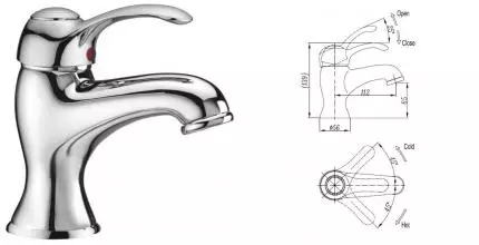 Смеситель для раковины «Cezares» LIRA-M-LS1-01 с донным клапаном хром