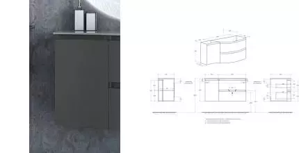 Шкаф «Cezares» Vague 34 подвесной Grigio talpa opaco левый Шкаф «Cezares» Vague 34 подвесной Grigio talpa opaco левый