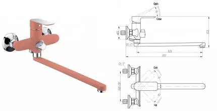 Смеситель для ванны «Triton» Панама 16307C коралловый/хром