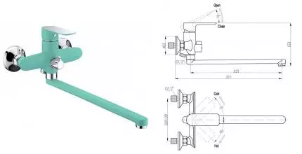 Смеситель для ванны «Triton» Панама 16307L бирюзовый/хром