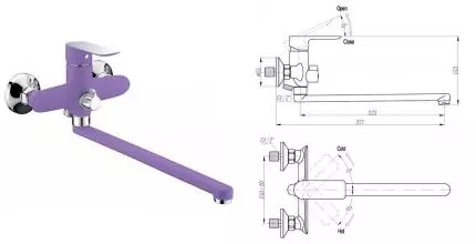 Смеситель для ванны «Triton» Панама 16307Z фиолетовый/хром