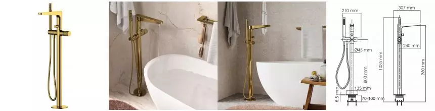 Напольный смеситель для ванны «WasserKRAFT» Sauer 7130 золото Напольный смеситель для ванны «WasserKRAFT» Sauer 7130 золото