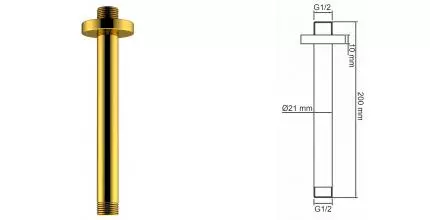 Кронштейн для верхнего душа «WasserKRAFT» A234 20 золото