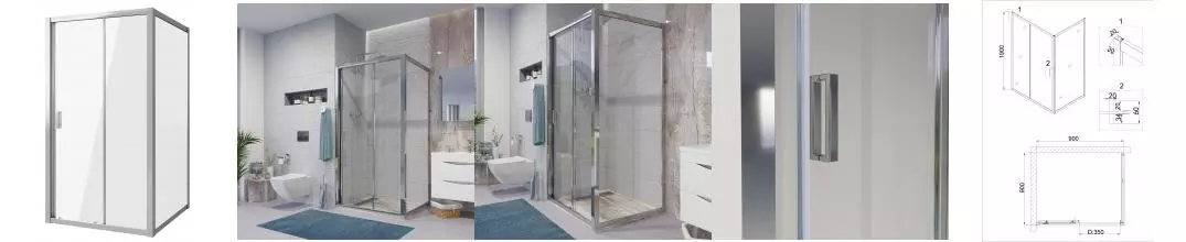 Душевой угол-ограждение «Niagara» Nova NG-62-9А-А90 90/90 квадратный прозрачный/хром без поддона универсальный