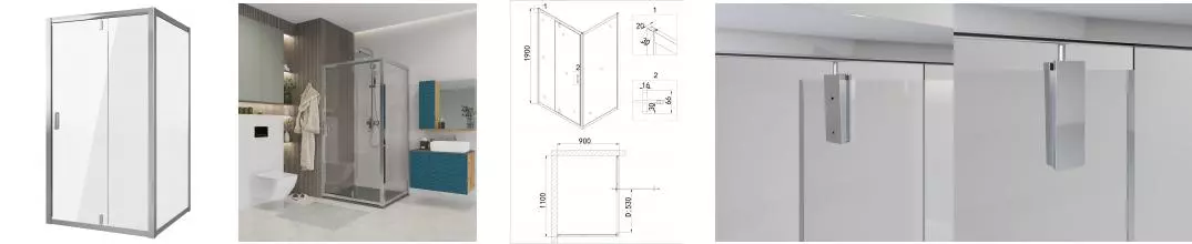 Душевой угол-ограждение «Niagara» Nova NG-63-11A-А90 110/90 прямоугольный прозрачный/хром без поддона универсальный
