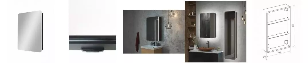 Зеркальный шкаф «Art&Max» Lecce 56/85 с подсветкой левый
