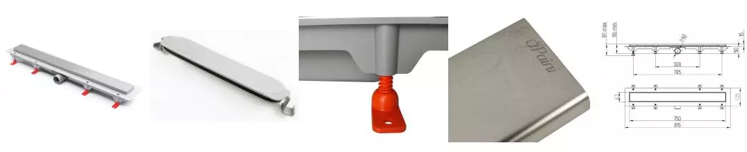 Душевой лоток «Paini» Klasik 750 CH750K боковой выпуск хром 