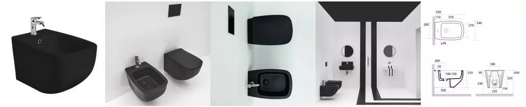 Подвесное биде «Axa» White Jam 3312807 черное матовое Подвесное биде «Axa» White Jam 3312807 черное матовое