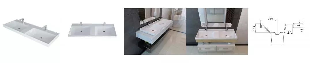 Раковина двойная «Madera» Classica 120/45 4627173210218 искусственный камень белая