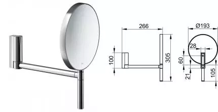 Косметическое зеркало «Keuco» Plan 17649010002 на стену хром