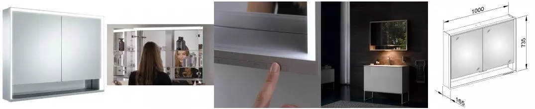 Зеркальный шкаф «Keuco» Royal Lumos 100/73 с подсветкой серебристый/белый