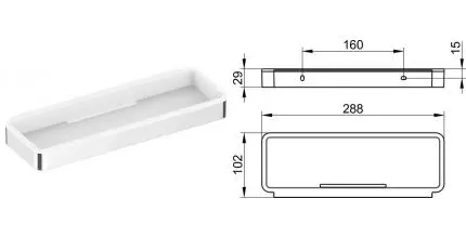 Полка в ванну «Keuco» Plan 14958010051 на стену хром/белая