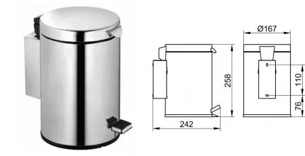 Мусорное ведро с педалью «Keuco» Plan 14977010000 3 л матовый хром