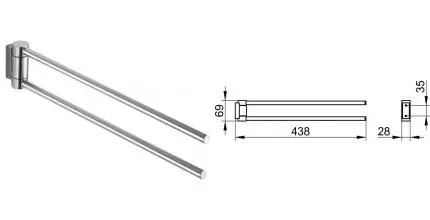 Полотенцедержатель двойной поворотный «Keuco» Plan 14918010000 на стену хром