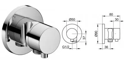 Подключение для душевого шланга «Keuco» Ixmo 59549011201 с держатам для лейки и дивертором хром