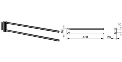 Полотенцедержатель двойной поворотный «Keuco» Plan 14918370000 на стену чёрный матовый Полотенцедержатель двойной поворотный «Keuco» Plan 14918370000 на стену чёрный матовый