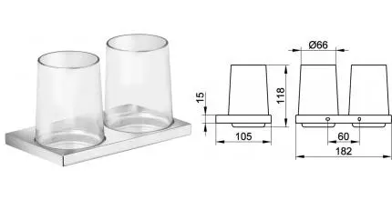 Двойной стакан для зубных щёток «Keuco» Edition 11 11151019000 на стену хром Двойной стакан для зубных щёток «Keuco» Edition 11 11151019000 на стену хром