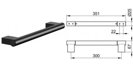 Поручень «Keuco» Plan 14907370000 на стену чёрный матовый Поручень «Keuco» Plan 14907370000 на стену чёрный матовый