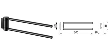 Полотенцедержатель двойной поворотный «Keuco» Plan 14919370000 на стену чёрный матовый Полотенцедержатель двойной поворотный «Keuco» Plan 14919370000 на стену чёрный матовый