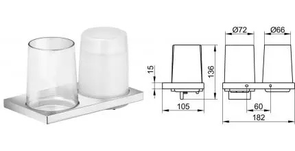 Стакан для зубных щёток и дозатор для жидкого мыла «Keuco» Edition 11 11153019000 на стену хром