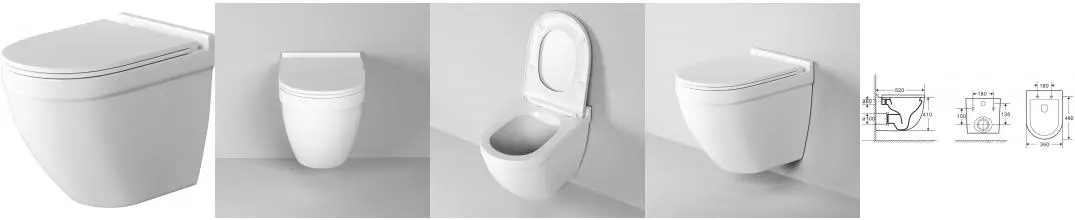 Подвесной унитаз безободковый «Grossman» GR-4483S белый с сиденьем ультратонкое дюропласт с микролифтом белое