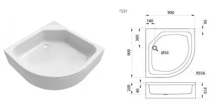 Душевой поддон «Triton» ПД4 средний акриловый четверть круга Душевой поддон «Triton» ПД4 средний акриловый четверть круга