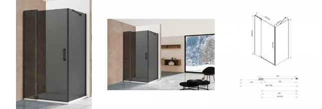 Душевой угол-ограждение «Vincea» Extra VSR-1E901090CGB 100/90 прямоугольный тонированный/чёрный без поддона универсальный Душевой угол-ограждение «Vincea» Extra VSR-1E901090CGB 100/90 прямоугольный тонированный/чёрный без поддона универсальный