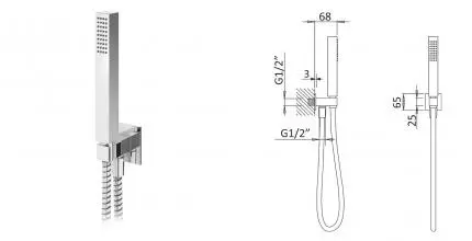 Душевой гарнитур «Cezares» PORTA-DEFM-01 хром