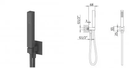 Душевой гарнитур «Cezares» PORTA-DEFM-NOP чёрный матовый