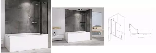 Шторка на ванну стеклянная «Abber» Ewiges Wasser AG50100B 100/140 прозрачная/чёрная универсальная Шторка на ванну стеклянная «Abber» Ewiges Wasser AG50100B 100/140 прозрачная/чёрная универсальная