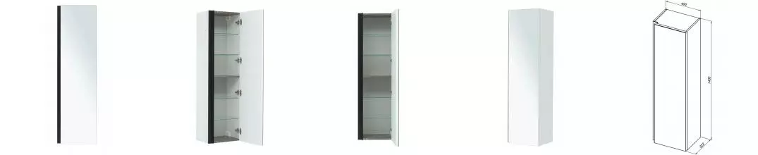 Полу-пенал «DeAqua» Ариетта New 40 с зеркалом подвесной белый матовый правый