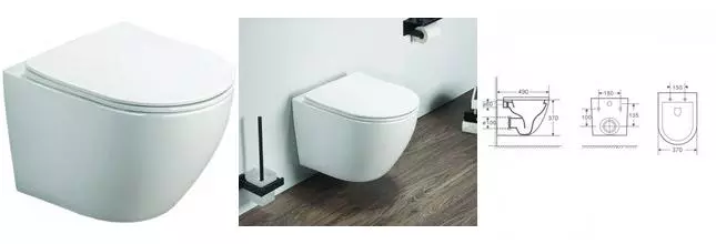 Подвесной унитаз безободковый «Azario» Grado AZ0046SP белый с сиденьем дюропласт с микролифтом белое Подвесной унитаз безободковый «Azario» Grado AZ0046SP белый с сиденьем дюропласт с микролифтом белое