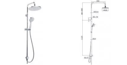 Душевая стойка «Azario» Mano AZ15780201 хром Душевая стойка «Azario» Mano AZ15780201 хром