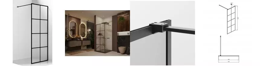 Душевая перегородка «Ambassador» Walk-in Black 15031240 100/200 прозрачная без поддона универсальная Душевая перегородка «Ambassador» Walk-in Black 15031240 100/200 прозрачная без поддона универсальная