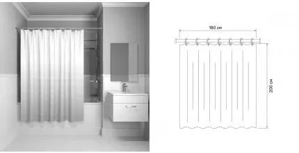 Штора для ванной «Iddis» Basic B65P218i11 180/200 белая/серая