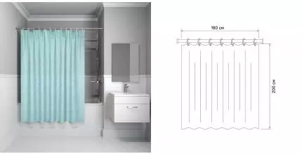 Штора для ванной «Iddis» Basic B64P218i11 180/200 сине-зелёная