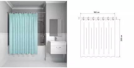 Штора для ванной «Iddis» Basic B64P218i11 180/200 сине-зелёная Штора для ванной «Iddis» Basic B64P218i11 180/200 сине-зелёная