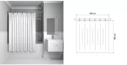 Штора для ванной «Iddis» Basic B56P118i11 180/180 белая Штора для ванной «Iddis» Basic B56P118i11 180/180 белая