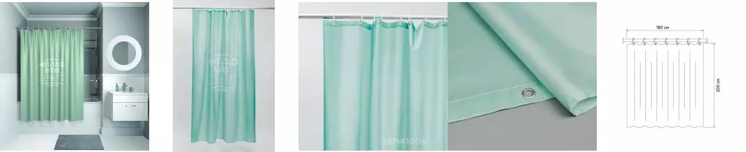Штора для ванной «Iddis» Basic B31P218i11 180/200 зелёная Штора для ванной «Iddis» Basic B31P218i11 180/200 зелёная